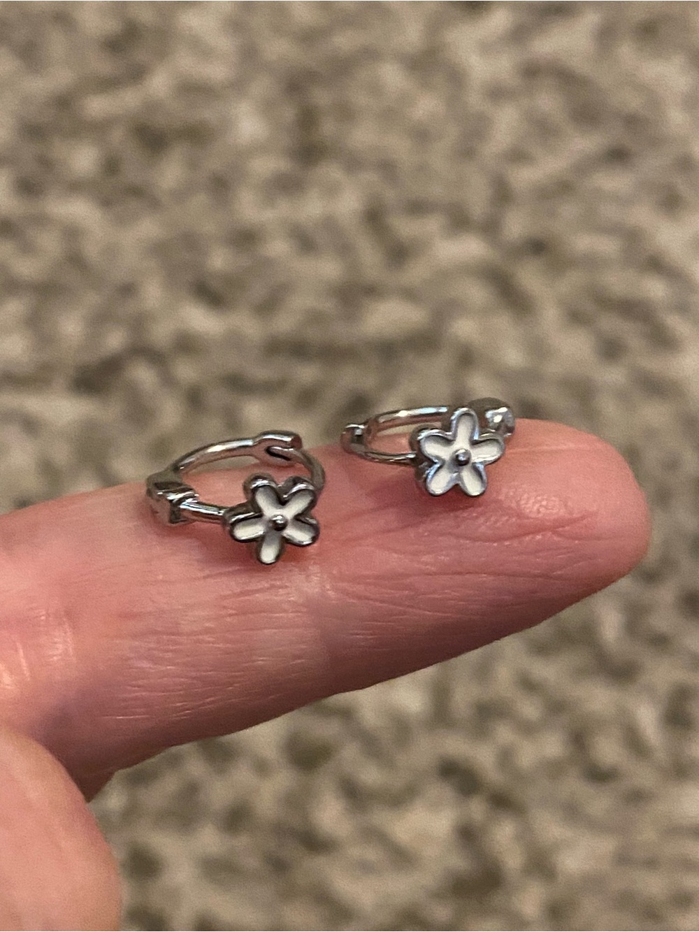 Silver Flower Hoop Earrings - Silver Floral Huggies